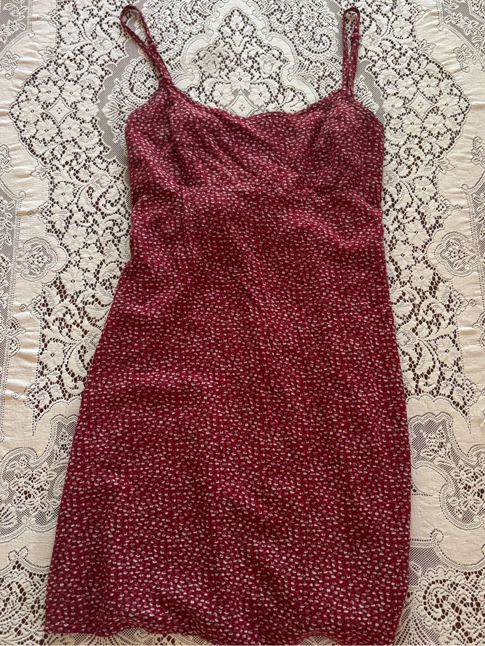 red floral brandy dress